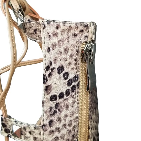 Guess Annalie Gladiator Heel Sandals Womens Snake Print Knee High Lace Up Size 6 - Picture 9 of 15